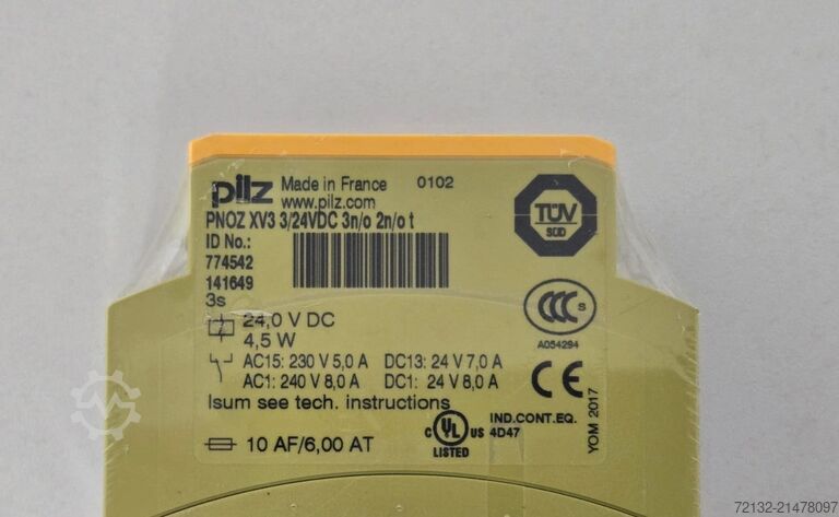Tidsovervågning / Sikkerhedsafbryder Pilz PNOZ XV3 3/24 VDC 3n/o2n/ot
