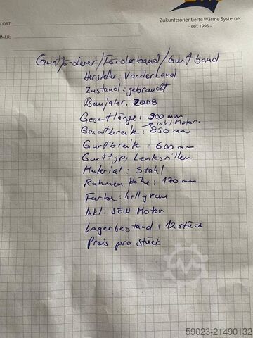 Szállítószalag, szalagos szállítógép Vander lande Gurtbandförderer