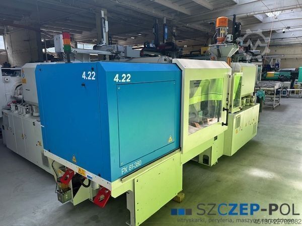 Spuitgietmachine KraussMaffei KM 81-380 PX mit dem Roboter Sepro Indus
