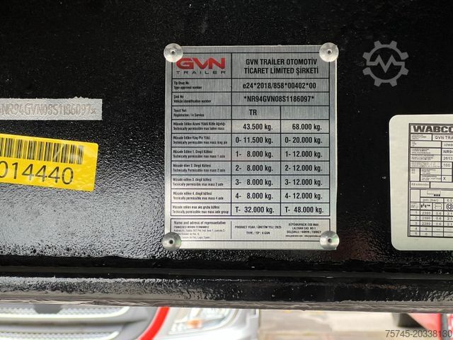 Dieplader oplegger GVN 4GVN O4*ÜBERBREITE TAFEL*KOC*LIFT*PE