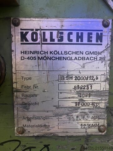 Guillotine shear Köllschen BSH 2000/ 12,5