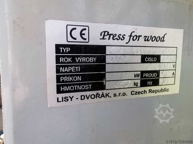 6 Area lijmpers voor gelijmd hout LISY DVORAK TH6-2600/1050/50