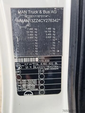 Bestelwagen autodrager MAN TGL 8.180 TIJHOF Abschlepp 7.5t MMAT 18750kg 6...