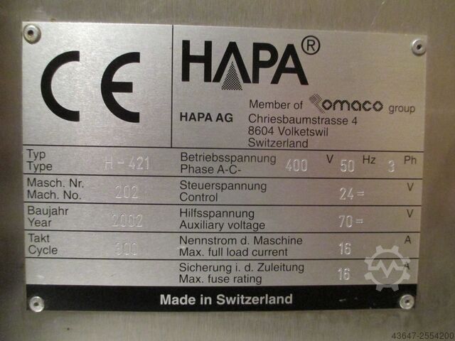 Ampuller için etiketleme makinesi HAPA #3489 421 Etikettendruck, Labelling