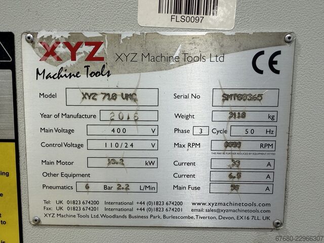 Verticale bewerkingscentrum XYZ Machine Tools 710