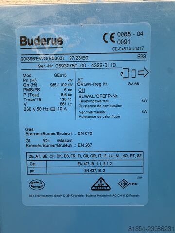  Buderus Logano GE615/1102Kw Niedertemperatur