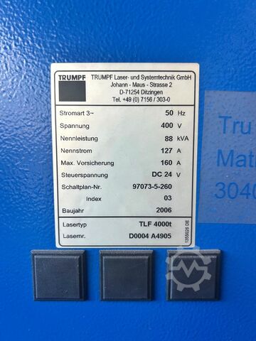 Máquina de corte a laser TRUMPF Trumatic L 3040