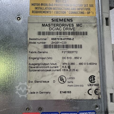 Elektronica / PLC-besturingen SIEMENS 6SE7016-0TP50-Z