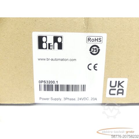 Component B&R BR 0PS3200.1 / PS3200 Power Supply SN: AF651013330 -!-