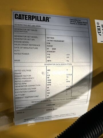 Aggregat CAT DE715E0 - 715kVA Generator - DPX-18030