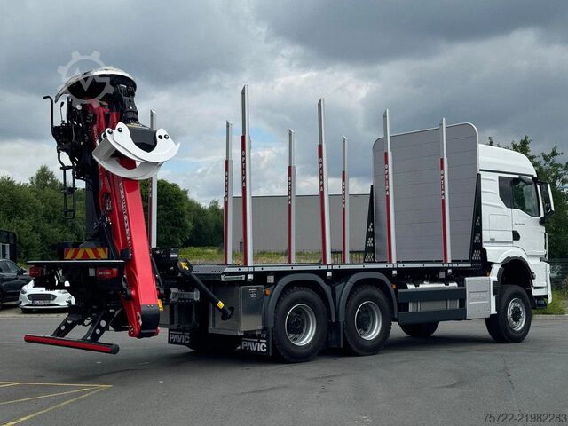 Faanyagszállító MAN TGS 33.520 6x6 BL Kurzholz Plattform Epsilon Kran