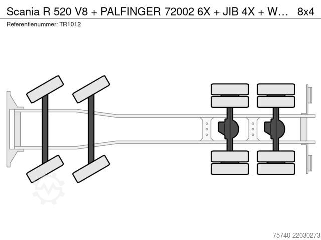 Kraanwagen Scania R 520 V8 + PALFINGER 72002 6X + JIB 4X + WINCH ...
