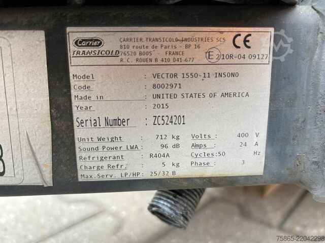 Konstruktion Carrier Vector 1550 Frigo - Reefer - Kuhl Unit / 800297...