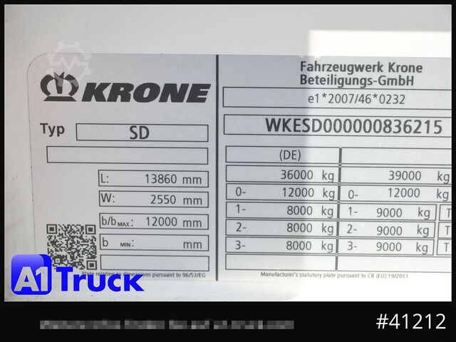 Semirimorchio con telone KRONE SD, Getränke, VDI 2700, LBW, Lenkachse, Liftachse