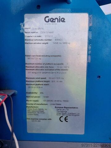 Plataforma de trabajo telescópica articulada Genie Z-30/20N RJ