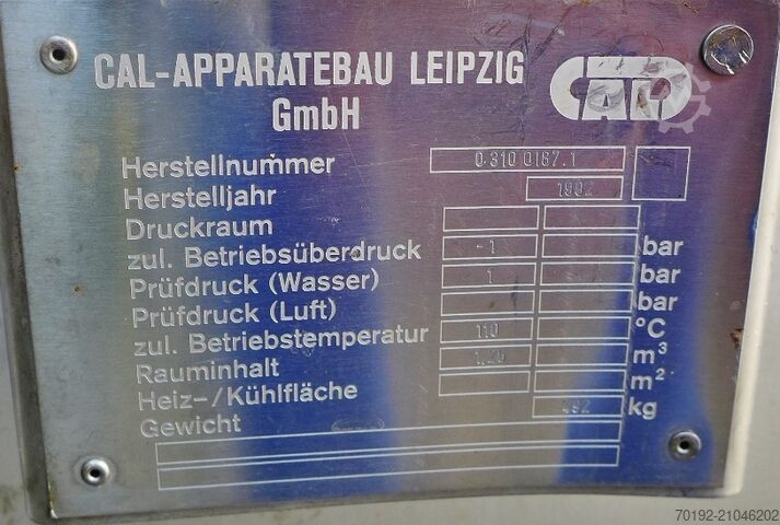 Réservoir à vide de 1260 litres en acier inoxydable V2A  9156