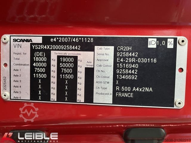 Tracteur routier standard SCANIA R 500 A4x2NA*Kombihydro*Standklima*ACC/LDW*