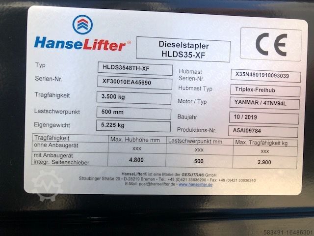 Περονοφόρα περονοφόρα ανυψωτικά Hanselifter HLDS3548TH-XF