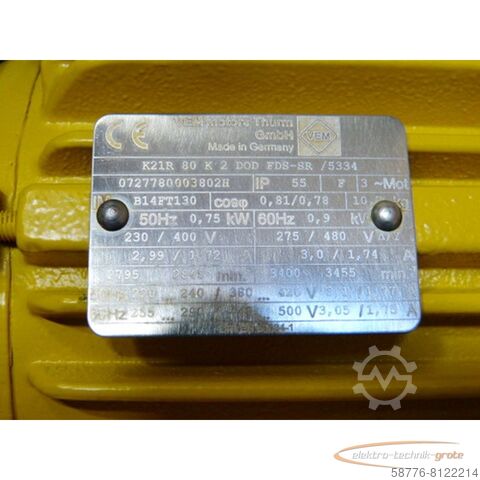 Serfilco-motor Serfilco EO 1 1/4CL5-DM1.0-DPA-ST-SX mit VEM K21R 80 K 2 DOD FDS-SR/5334 Motor