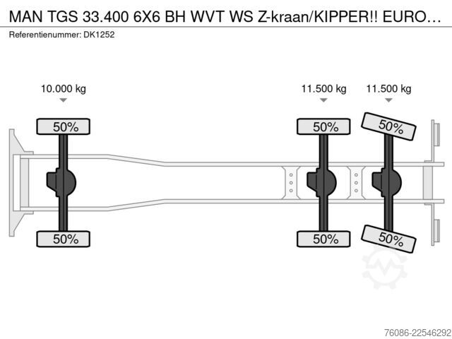 Ribaltabile con gru MAN TGS 33.400 6X6 BH WVT WS Z-kraan/KIPPER!! EURO 6!!