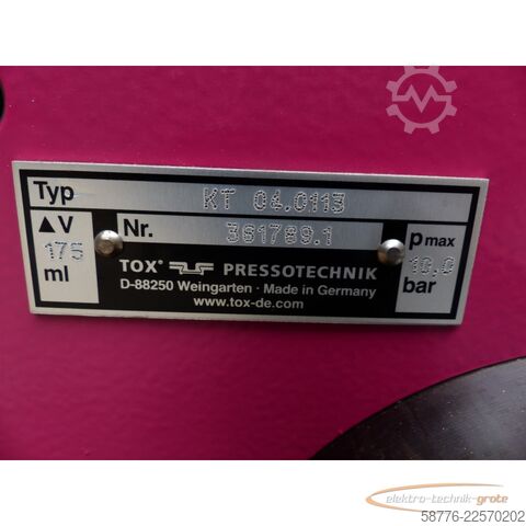 Komponens  TOX Pressotechnik Kraftpaket ES250.100.395.43 Pneumo-Hydraulikaggregat