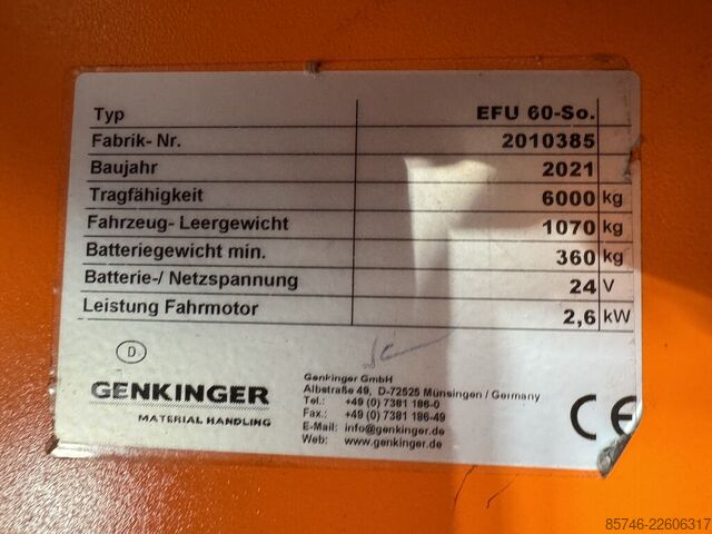 EFU 60 So * (6,0 t bei 850 mm !!) GENKINGER EFU 60 So * ( 6.0 T @ 850 MM !! )
