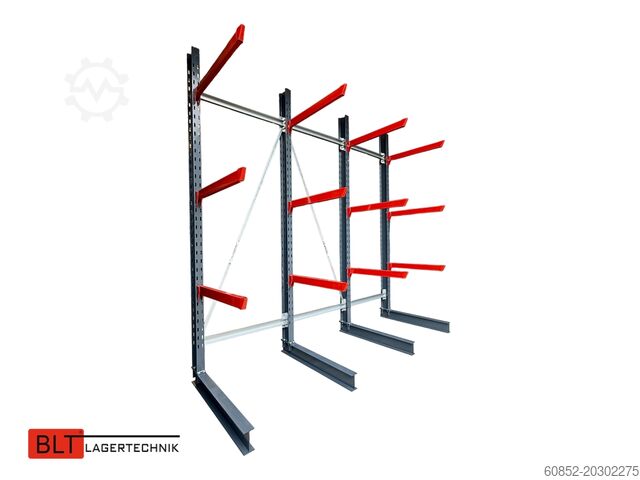 Rayonnages cantilever, rayonnages robustes pour marchandises longues ca. 4 lfm. Kragarmregal H: 400cm ,Fuß +3 650 kg Belastung pro Arm , Langgutregal