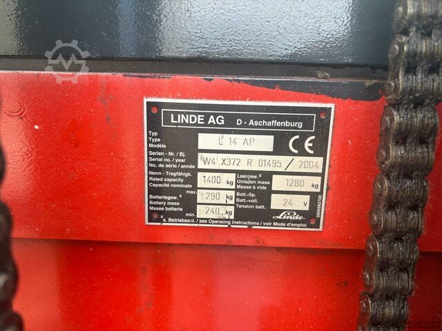 Empilhadeira elétrica triplex Linde, elevação de 5700 mm, referência VS-23054 LINDE L14AP