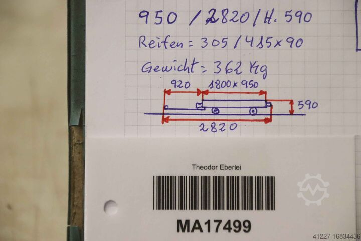Transportwagen voor zwaar gebruik 3 ton unbekannt 1800/950/H590 mm gefedert