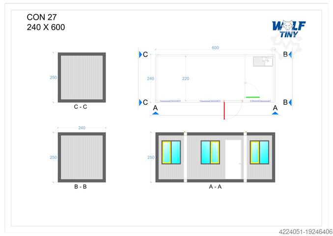 Lakókonténer Wolf Tiny CON-27 | Wohncontainer | Baucontainer |