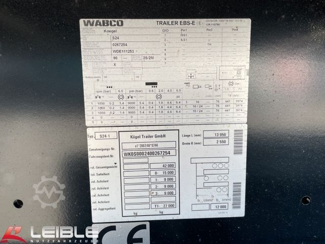 Çalışma platformlu yarı römork KÖGEL S24-1 Plateau Rungen *Liftachse*Palettenkasten