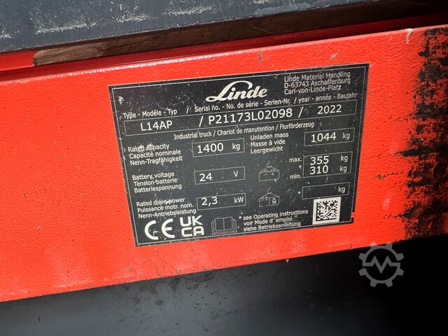 2022 service + UVV til 09/2027 7.209 driftstimer Linde L14AP