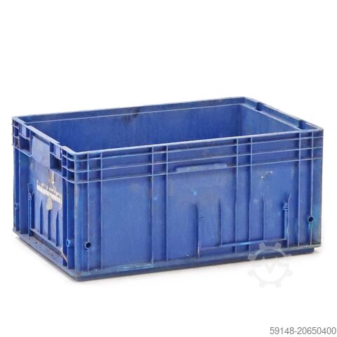 Gebruikte Euronorm stapelbakken alle wanden gesloten  - L:590 x B:390 x H:280mm - Blauw - Kruizinga 98-6835GB-PAL