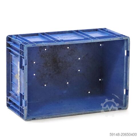 Gebruikte Euronorm stapelbakken alle wanden gesloten  - L:590 x B:390 x H:280mm - Blauw - Kruizinga 98-6835GB-PAL