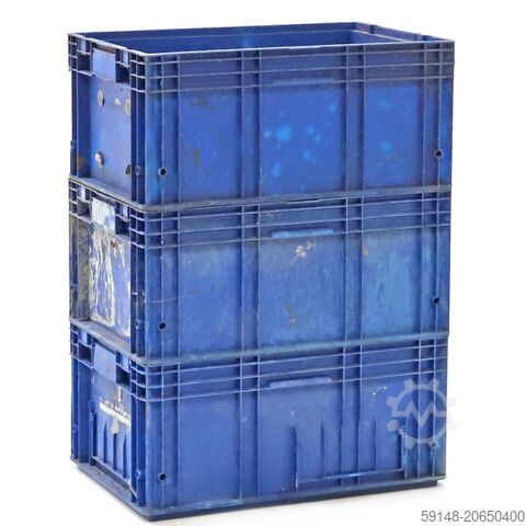 Gebruikte Euronorm stapelbakken alle wanden gesloten  - L:590 x B:390 x H:280mm - Blauw - Kruizinga 98-6835GB-PAL