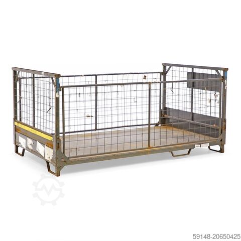 Caisse grillagée d'occasion, empilable et repliable, 4 parois, L : 2100, l : 1200, H : 980 (mm). Kruizinga 98-7589GB