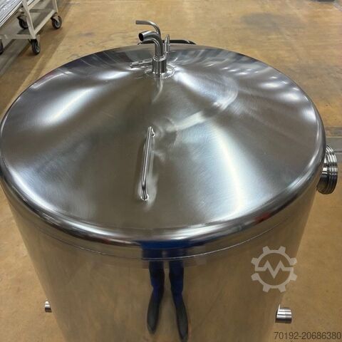 Ubrugt 500 liters stående lagertank af V4A rustfrit stål. Waldner K0189