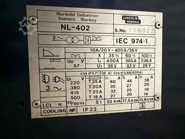 Kaynak ünitesi LINCOLN NORWELD NL-409