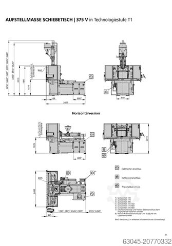 Verticale spuitgietmachine Arburg 375 V 500 – 100 met schuiftafel (2015, slechts 19.718 bedrijfsuren Arburg 375 V 500 - 100 Schiebetisch