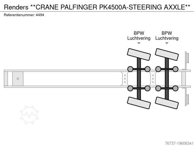 Platform aanhanger Renders **CRANE PALFINGER PK4500A-STEERING AXXLE**