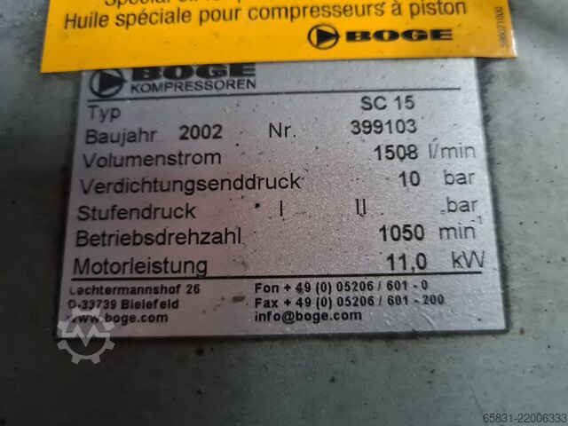 Zuigercompressor BOGE SC 15