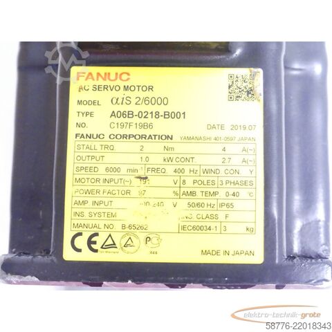 Unidade de controlo Fanuc A06B-0218-B001 Servo Motor SN C197F19B6 + Pulsecoder A860-2005-T301