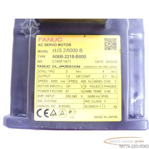 Unidade de controlo Fanuc A06B-2218-B000 Servo Motor SN C195F1471 + Pulsecoder A860-2050-T321