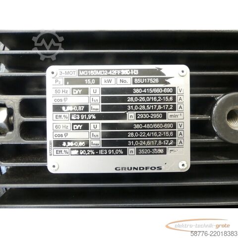 Componente Grundfos CRN15-17 A-FGJ-G-V-HQQV Pumpe + MG160MD2-42FF300-H3 --