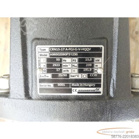 Componente Grundfos CRN15-17 A-FGJ-G-V-HQQV Pumpe + MG160MD2-42FF300-H3 --