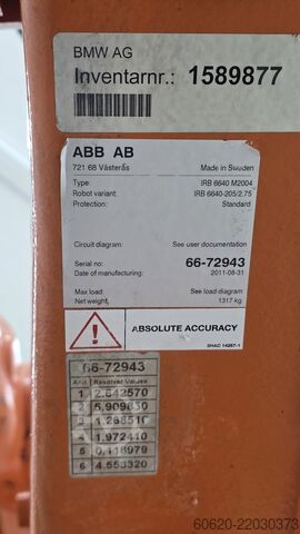 Robot przemysłowy ABB IRB 6640-205/2.75 ABB IRB 6640-205/2.75