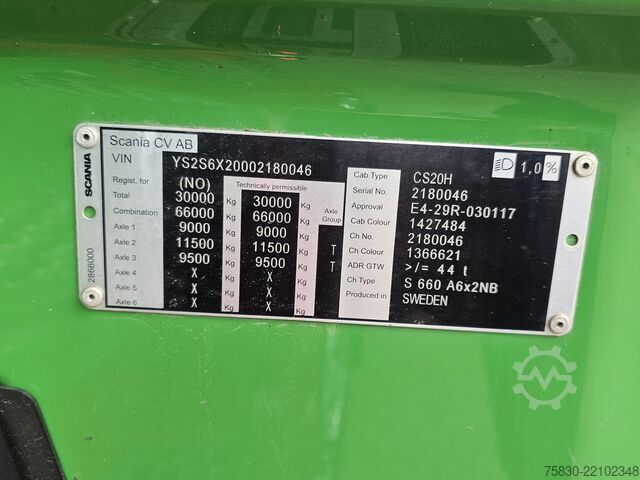 Standaard-SZM Scania S660 V8 6X2 BOOGIE / RETARDER / FULL AIR / 2 TANKS