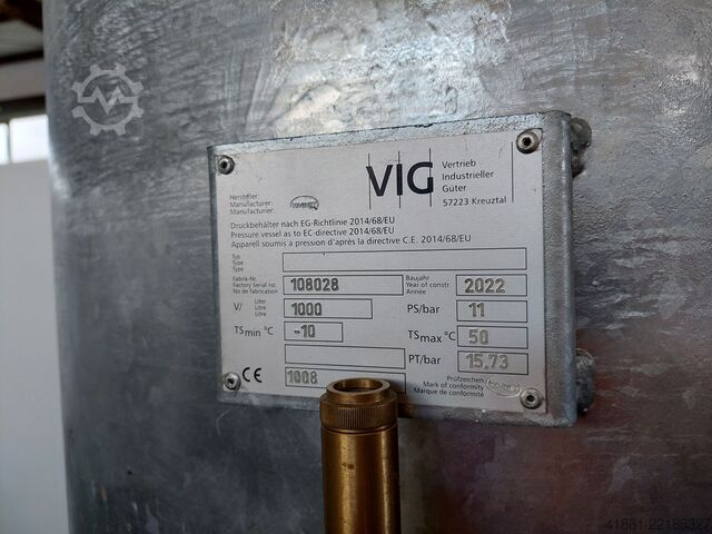 Tűzihorganyzott álló sűrítettlevegő-tartály VIG-MAGNET 1000 L