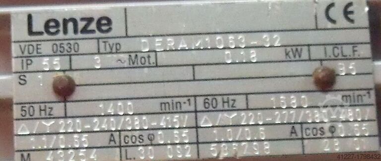 Geared motor 0.18 kW 6.8 rpm LENZE BG20Z-11