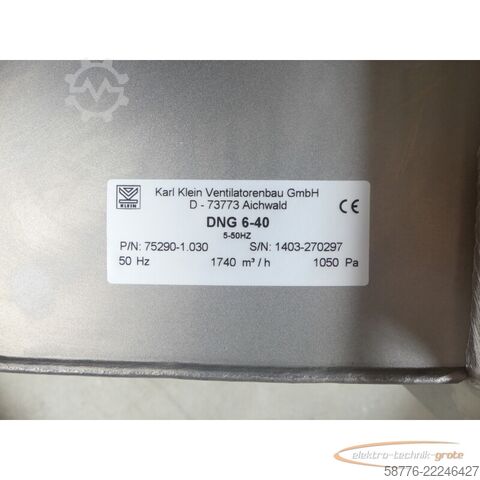 Besturingsunit  Karl Klein DNG 6-40 / 75290-1.030 Ventilator SN:1403-270297 --
